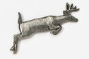 Jumping Whitetail Deer Pewter Pin