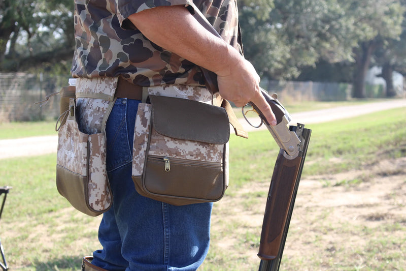 Waxed Canvas Game Bird Bag Digital Camo and Brown Leather