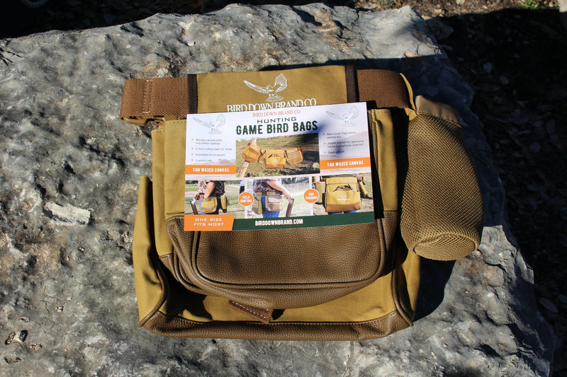 Waxed Canvas Game Bird Bag: Tan and Brown Leather