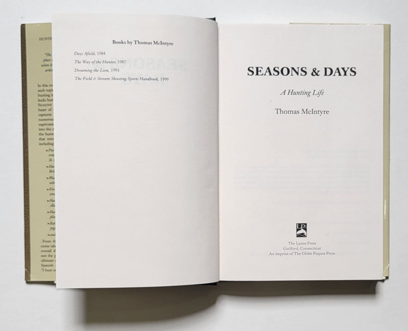 Seasons & Days: A Hunting Life by Thomas McIntyre